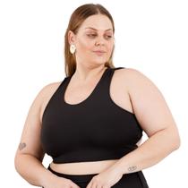 Top Esportivo Feminino Suplex Duplo Reforçado Moda Básica Fitness Plus Size 3042A