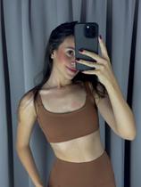 Top Essence Poliamida Fitness Alça Sustentação Avelã