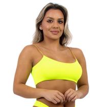 Top Faixa Amarelo Neon Com Alça Corrente