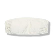 Top Faixa Pérola sem alça de Amarrar nas Costas Forrado Sem Bojo Biquíni Off-White Tecido Texturizado Semibrilho