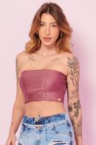 Top Faixa Up Glam Decote Reto Planet Girls Rosa Medio