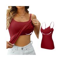 Top Feminino Acolchoado com Alças de Espaguete - Sutiã Embutido Ajustável em Modal