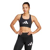 Top Feminino Adidas Logo Suporte Médio AEROREADY Preto Top Feminino Adidas Logo Suporte Médio AEROREADY Preto