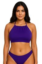Top Feminino Adulto Bojo Liso Reforçado Alça Amarrar Cropped Praia Biquíni Blogueira Verão