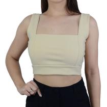 Top Feminino Autenticada Cropped Bege Chocolate - 7221