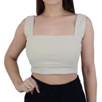 Top Feminino Autenticada Cropped Bege Lua - 7221