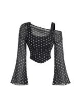 Top feminino BEAUDRM de malha de manga comprida Y2K Off The Shoulder