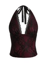 Top feminino BEAUDRM, frente única, bolinhas, renda, sem encosto, cor de vinho Top feminino BEAUDRM, frente única, bolinhas, renda, sem encosto, cor de vinho