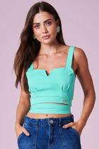 Top Feminino Com Ajuste de Tecido Planet Girls Verde Medio