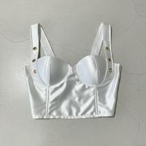 Top Feminino Cropped Regata Corselet Cetim Moda Feminina De Festa Balada Verão Top Feminino Cropped Regata Corselet Cetim Moda Feminina De Festa Balada Verão