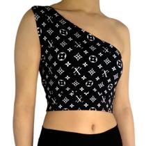 Top Feminino Cropped Regata Um Ombro Só Mula Manca Estampas Sortidas Suplex Pp ao Plus Size