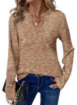 Top feminino Dokotoo Spring 2026, manga comprida, decote em V, malha waffle Top feminino Dokotoo Spring 2026, manga comprida, decote em V, malha waffle