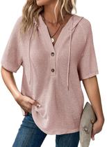 Top feminino Dokotoo Summer 2025 Waffle Knit rosa tamanho S