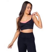 Top Feminino Estilo do Corpo Opaque Gym Preto/Pink