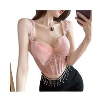 Top Feminino Estiloso Com Laço De Renda E Design Modelador Com Sutiã Embutido Top Feminino Estiloso Com Laço De Renda E Design Modelador Com Sutiã Embutido