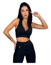 Top Feminino Fitness Academia Frente Dupla Nadador Liso