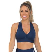 Top Feminino Fitness Nadador Com Bojo Azul Escuro