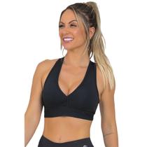 Top Feminino Fitness Nadador Sem Bojo Preto