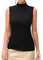 Top feminino MANGDIUP, simulado, de gola alta, sem mangas, tamanho GG
