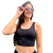 Top Feminino Max Manga Regata Zíper Frontal Bojo Removível Top Fitness Musculação