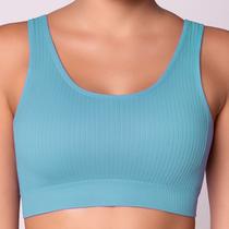 Top Feminino Selene Sem Costura Canelado Sustentação Alta Sem Bojo Fitness Confortável Respirável Academia