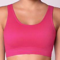 Top Feminino Selene Sem Costura Canelado Sustentação Alta Sem Bojo Fitness Confortável Respirável Academia