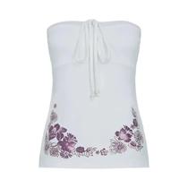 Top Feminino sem alça Com Laço E Estampa, Estilo Verão, Colete Moderno Para Férias
