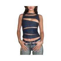 Top Feminino Sem Mangas Com Decote Redondo Slim Em Cor Sólida Moda De Verão Sexy Streetwear