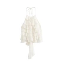 Top Feminino Sem Mangas com Gola Halter, Laço e Detalhe Assimétrico