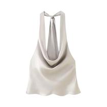 Top Feminino Sem Mangas Com Gola Halter Plissado Sem Costas Com Cadarço Vintage Willshela Chic Lady Top Feminino Sem Mangas Com Gola Halter Plissado Sem Costas Com Cadarço Vintage Willshela Chic Lady
