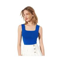 Top Feminino Slim Fit Com Decote Em U, Sem Mangas, Casual, Cor Sólida, Básico, Verão 2023