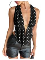 Top feminino SOLY HUX, sexy, frente única, com decote em V, preto e branco Top feminino SOLY HUX, sexy, frente única, com decote em V, preto e branco