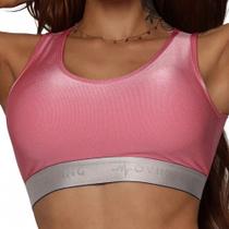 Top Fit Glossy Rosa Chiclete Com Elastico Moving