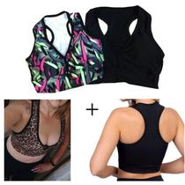Top Fitness Academia com Bojo Modelo Nadador 2 Unidades: Liso + Estampado