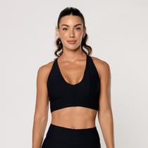 Top Fitness Academia Feminino Decote V Texturizado