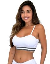 Top Fitness casual canelado com bojo removível e alças Reguláveis