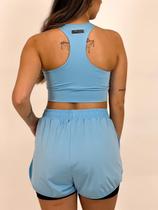 Top Fitness com bojo fixo e Proteção UV50+ - Azul Claro