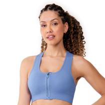 Top Fitness com Zíper e Bojo Removível sem Costura Jacquard Colmeia Jardim de Hortênsias Zee Rucci