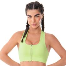 Top Fitness com Zíper e Bojo Removível sem Costura Jacquard Colmeia Lima Fresh Zee Rucci