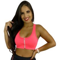 Top Fitness Com Zíper Frontal Rosa - Flor de Ameixa