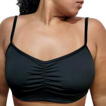 Top Fitness Cropped Franzido Costa Nua Forração Dupla