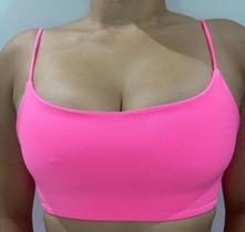 Top Fitness Duplo Alça Fina Poliamida Compression Neons Sem Bojo