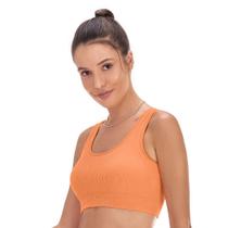 Top Fitness efeito Ribana com Bojo removível sem Costura Cenoura Zee Rucci