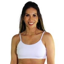 Top fitness feminina academia alças finas comfort branco