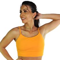Top fitness feminina academia alças finas comfort laranja