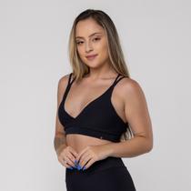 Top Fitness Feminino Bojo Textura Canelado Tiras Decote