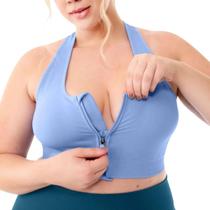 Top Fitness Feminino Com Zíper Bojo Removível Sem Costura Plus Size Zee Rucci