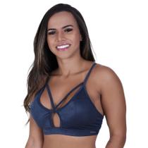 Top fitness feminino decote tiras bojo cirrê relevo poliamida cleo-orbis