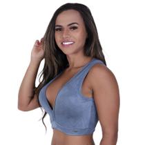 Top fitness feminino decote v bojo cirrê relevo poliamida manu-orbis Top fitness feminino decote v bojo cirrê relevo poliamida manu-orbis