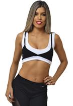 Top Fitness Feminino Nadador Preto com Alças Duplas